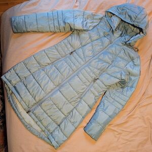 Lole Light Blue Quilted Hooded Puffer Coat